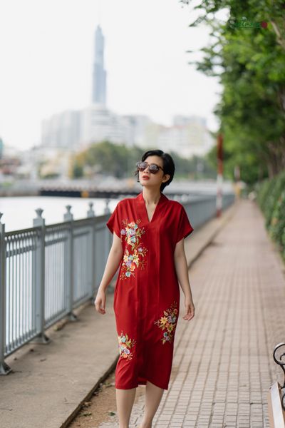 Đầm đỏ kimono thêu tay Thanh Xuân 4 