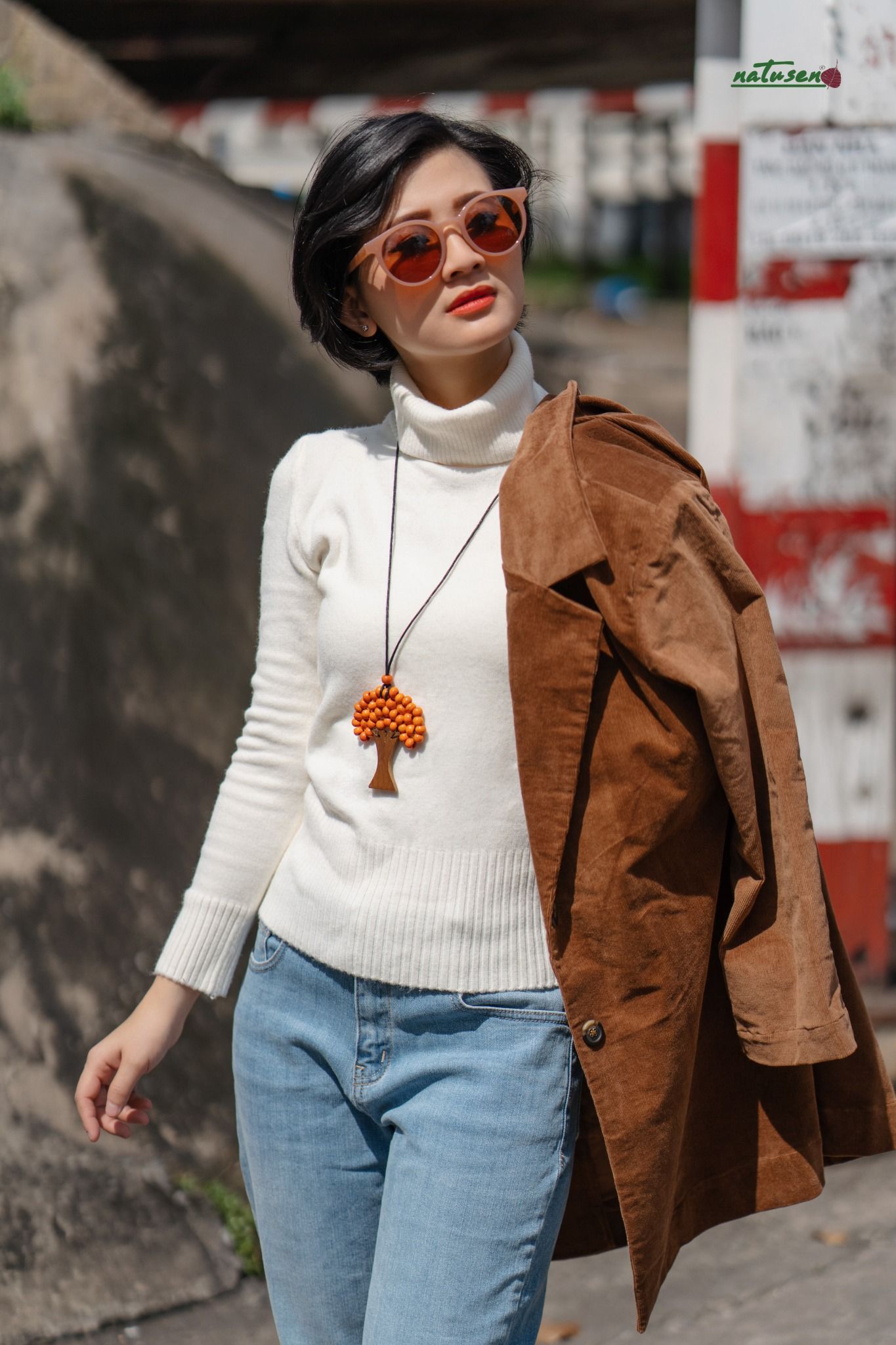 Áo khoác vest Corduroy nâu dẻ