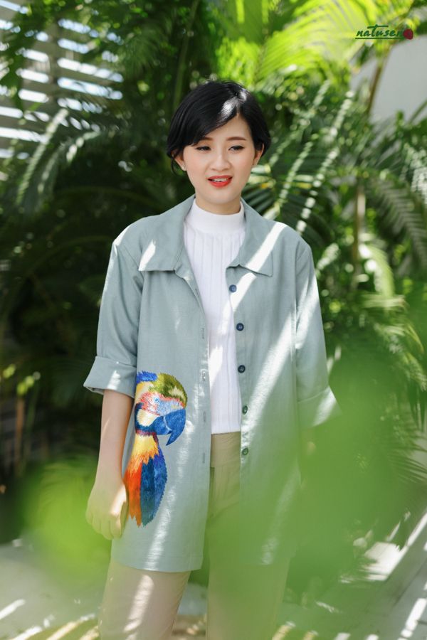 Áo thêu tay Blazer danton xám Vẹt RIO