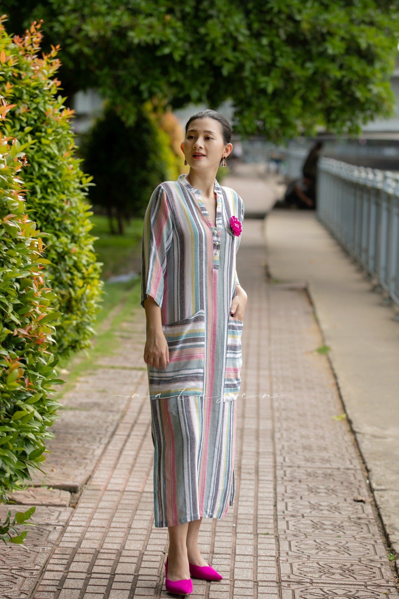 Đầm MiSol linen sọc