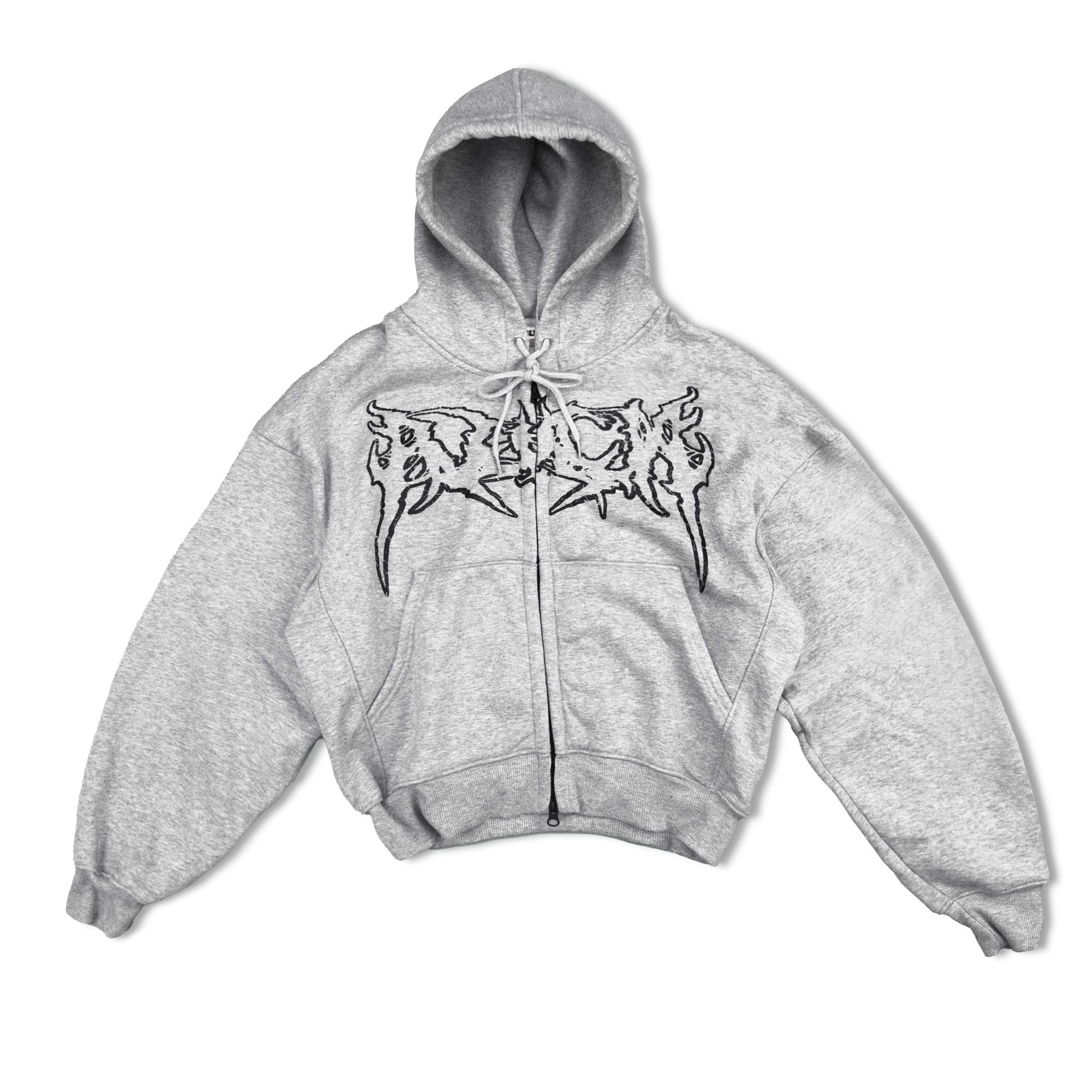  Hoodie Boxy zip Destroy GREY 