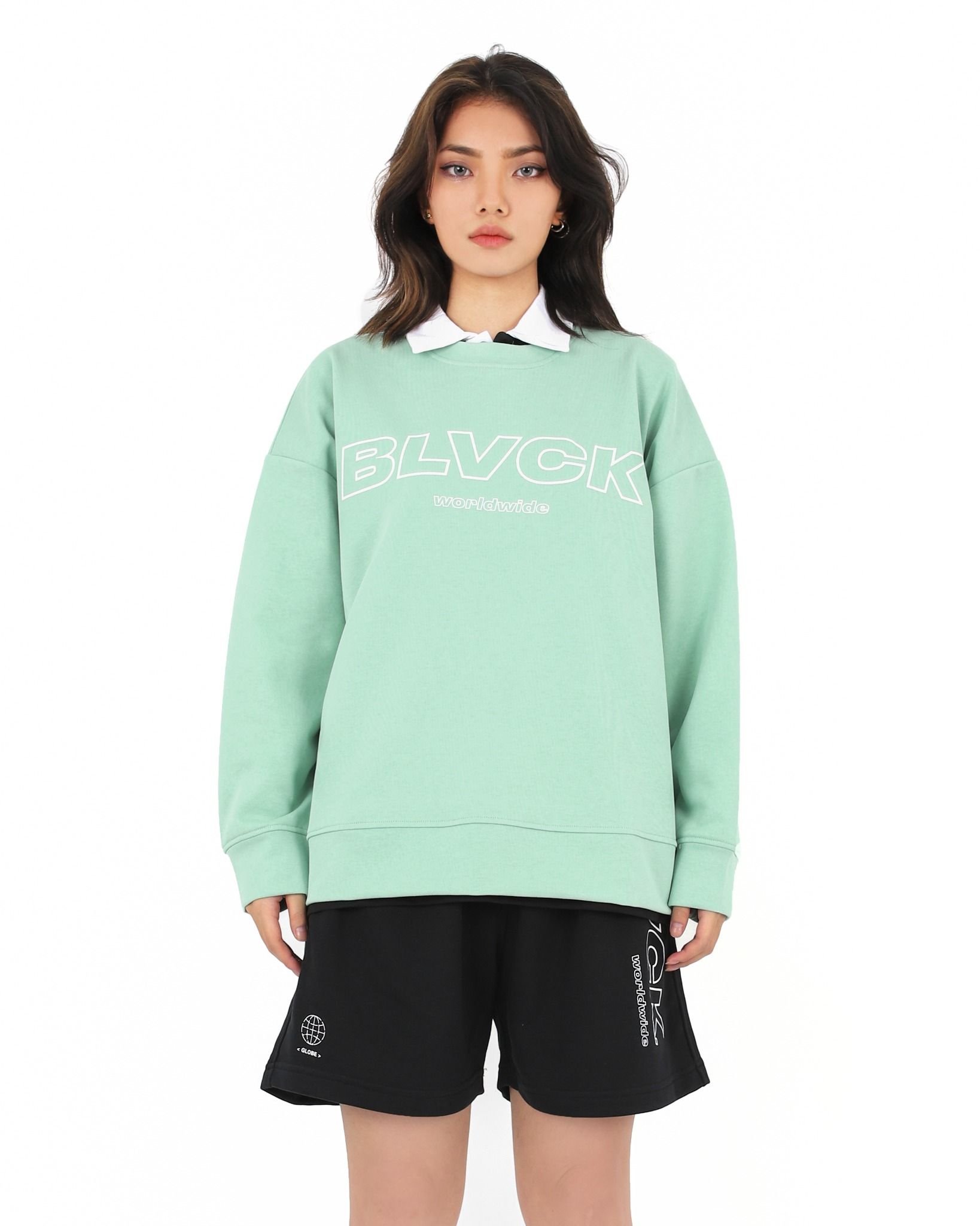  Sweater basic logo BLVCK - Green Bean 