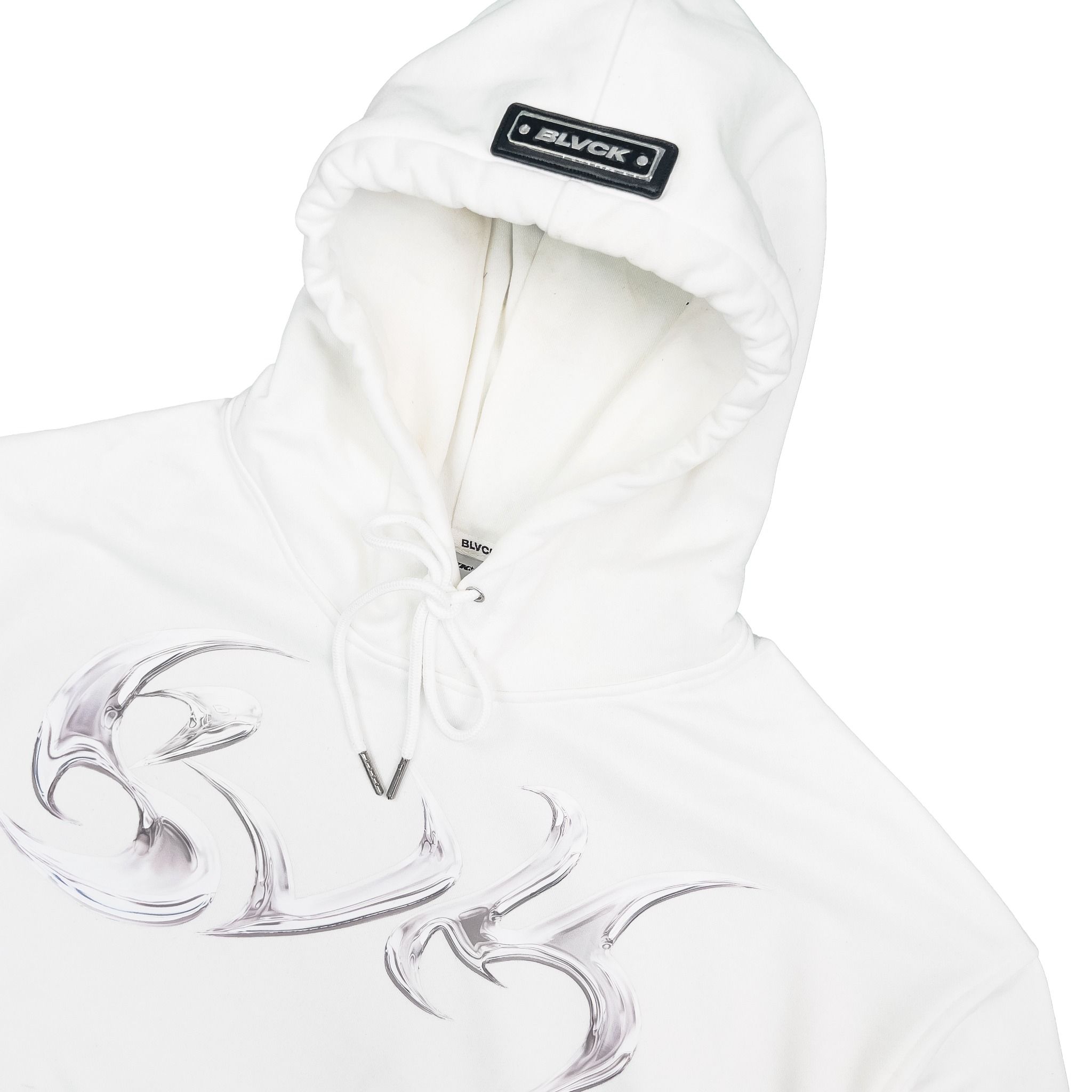  Hoodie white metal BLK logo 