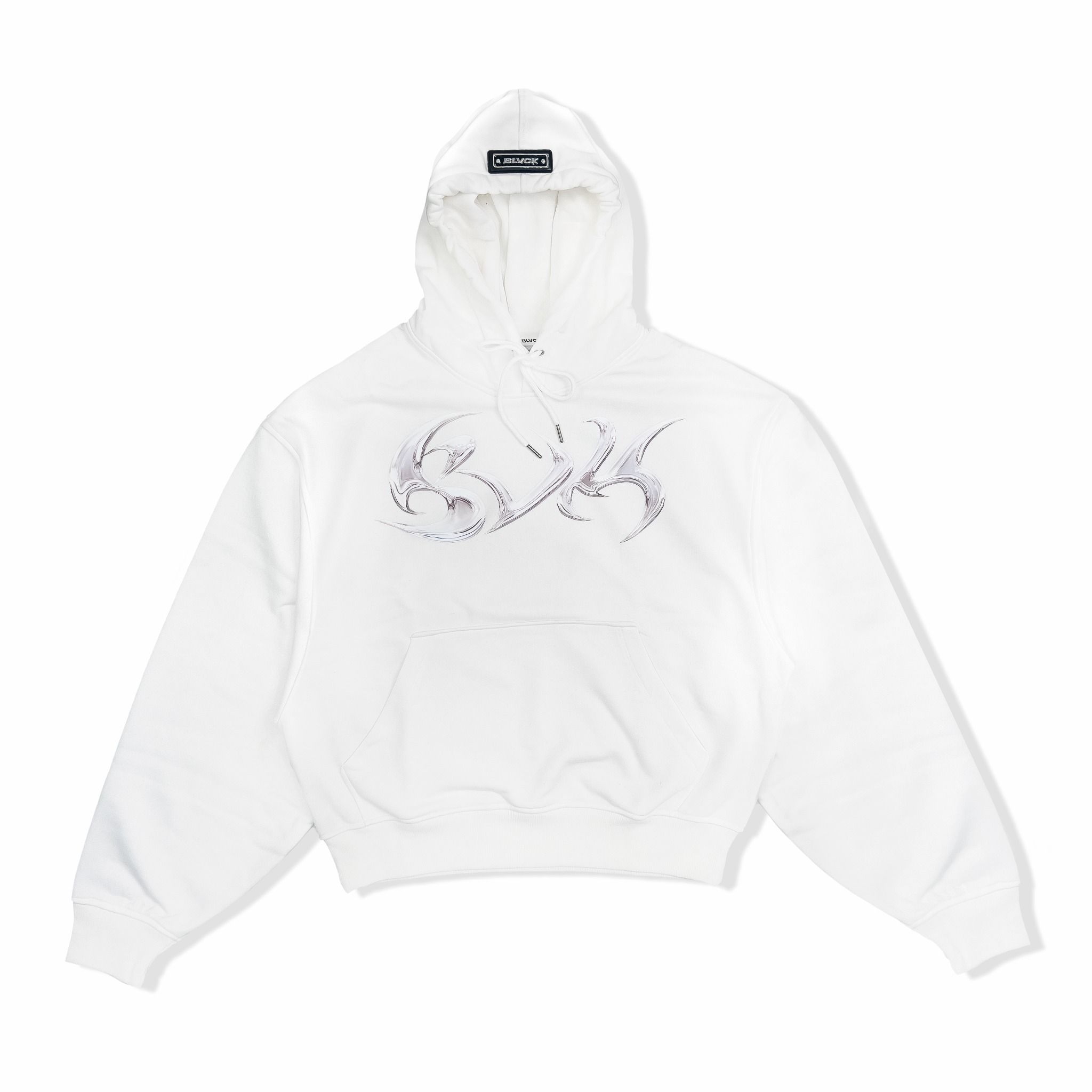  Hoodie white metal BLK logo 