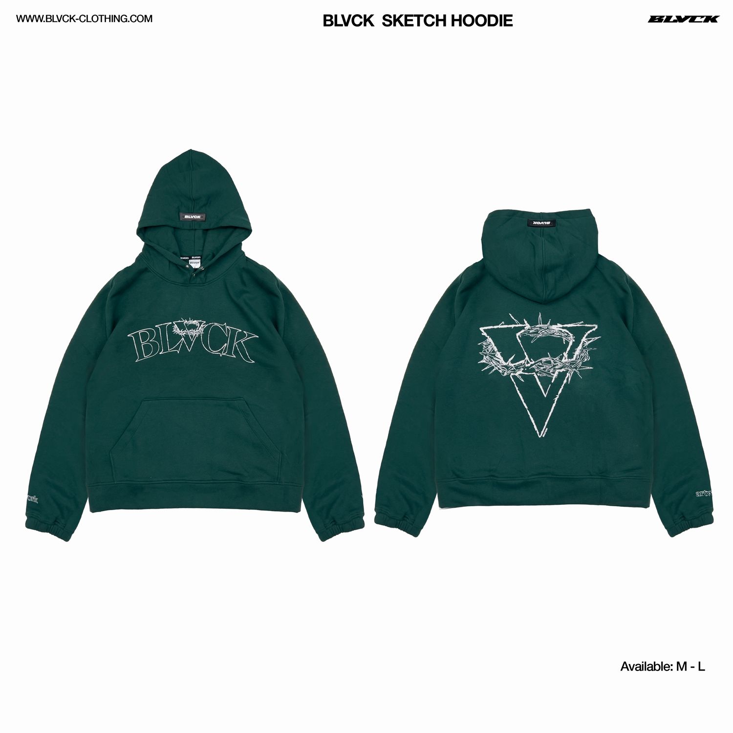  V SKETCH HOODIE - Green (Nỉ bông) 