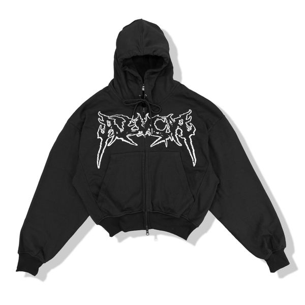  Hoodie Boxy zip Destroy Black 