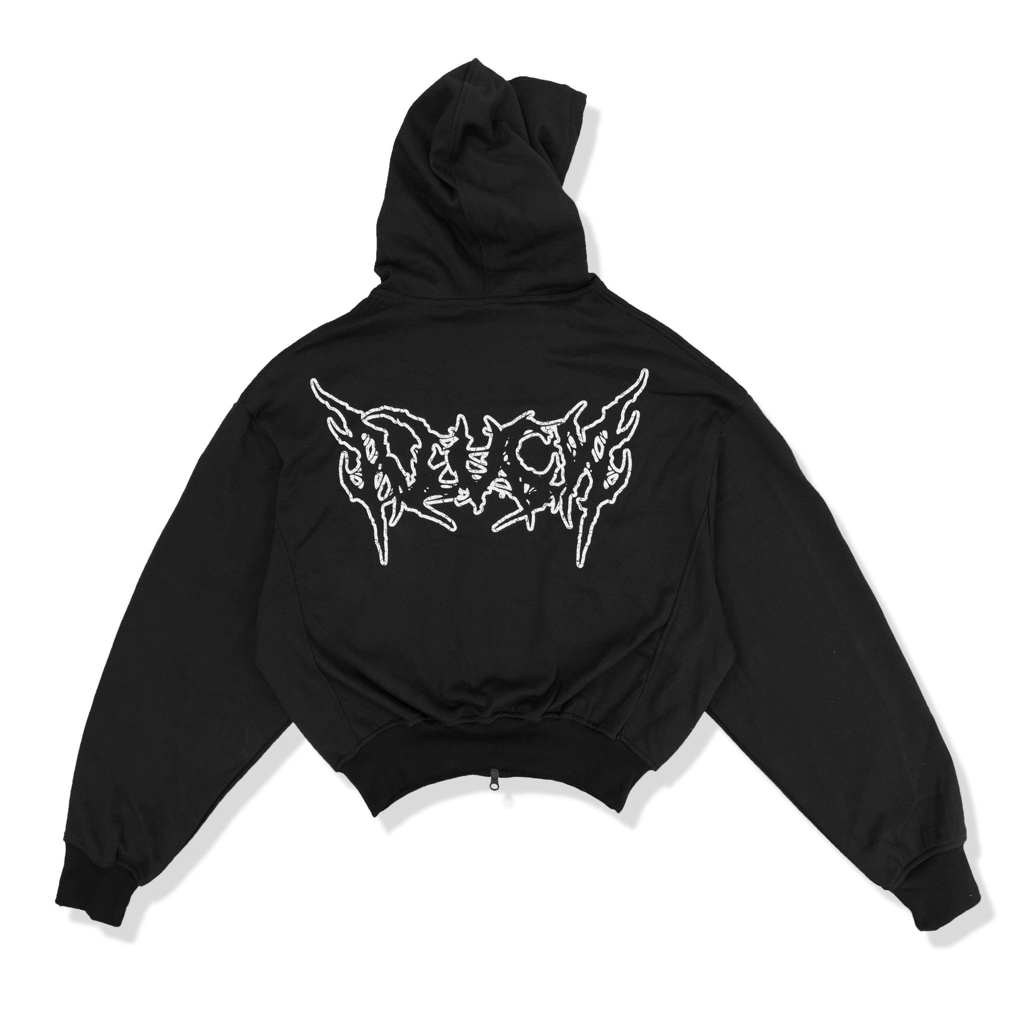  Hoodie Boxy zip Destroy Black 