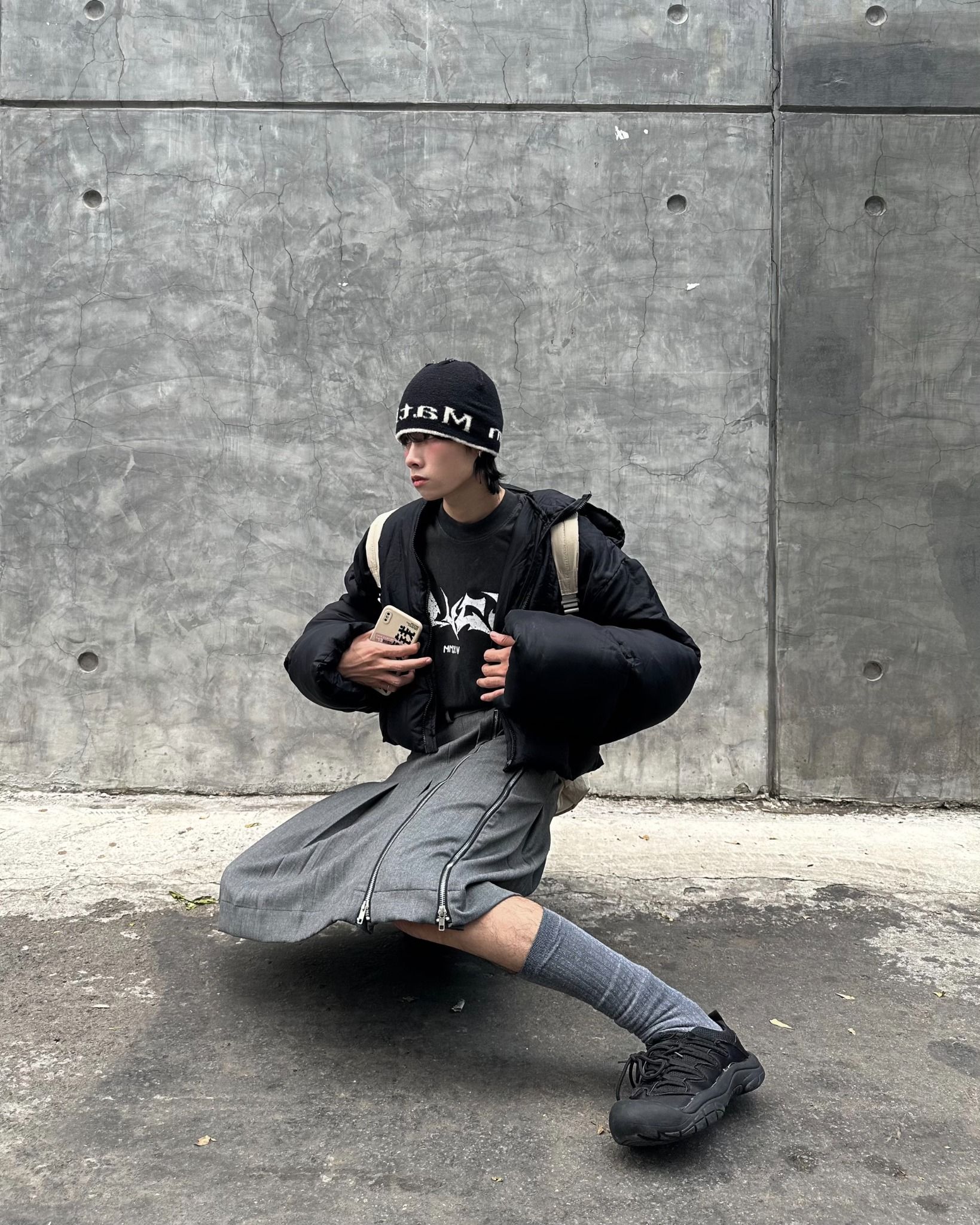  BLVCK Logo grey dyed T-shirt 