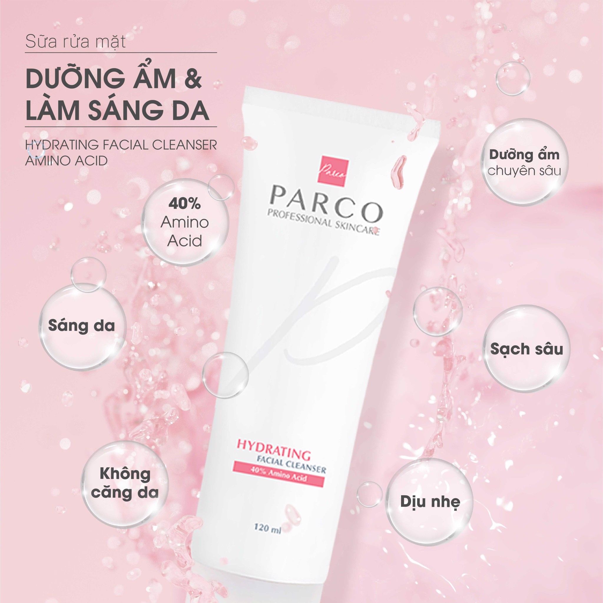 SỮA RỬA MẶT DƯỠNG ẨM & SÁNG DA PARCO (Hydrating Facial Cleaser)