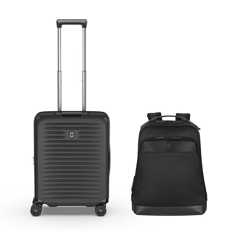 Set G4: Vali Airox Advanced size cabin 55cm + Balo laptop 15.6in Alox Nero