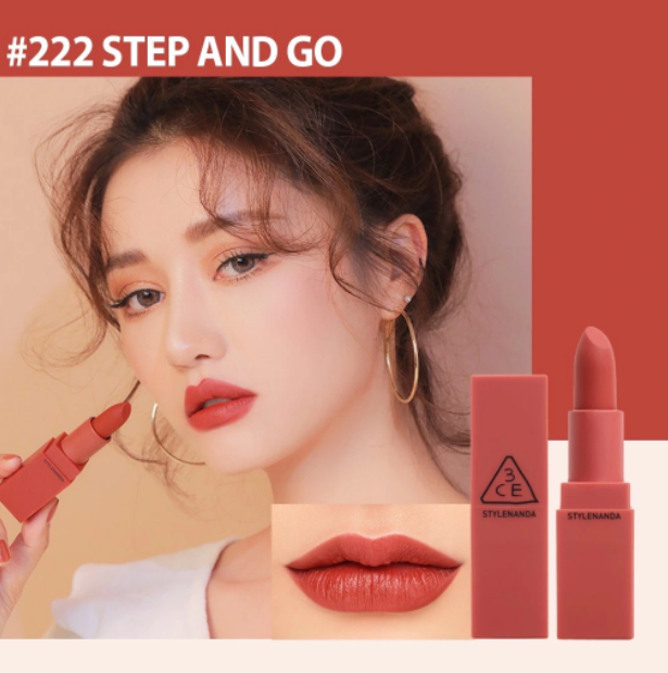 Son Lì Lâu Phai 3CE Mood Recipe Matte Lip Color #222 Step And Go - Màu Đỏ Đất - Date 4