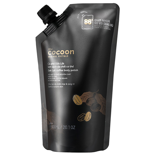  Cà phê Dak Lak COCOON làm sạch da chết cơ thể - túi refill 600ml 