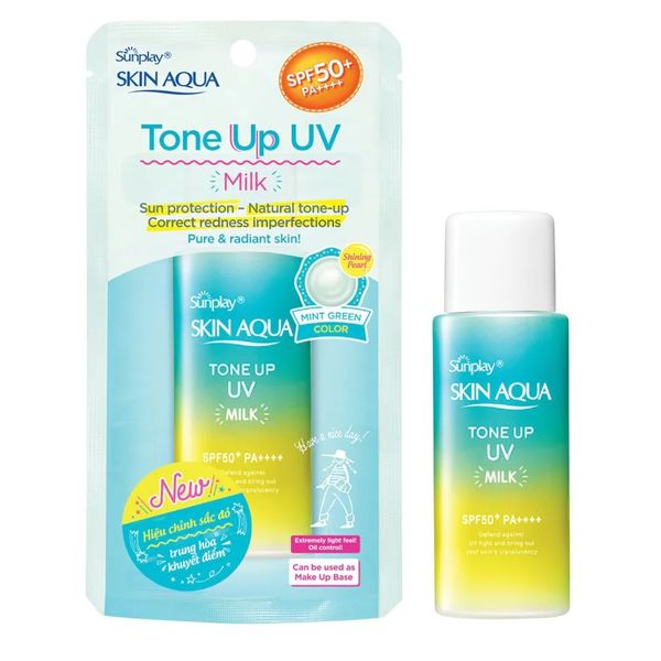 Sữa Chống Nắng Hiệu Chỉnh Sắc Da Sunplay Skin Aqua Tone Up Uv Milk Mint Green Spf50+ Pa++++ 50G
