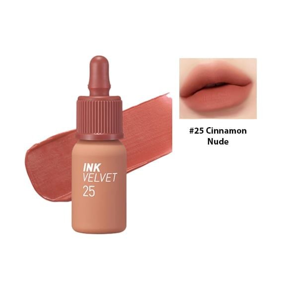 Son kem lì Peripera Ink Velvet Nude 25 Cinnamon Nude 4g - Màu Cam Nâu Đất