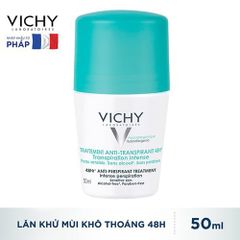  Lăn Khử Mùi Giúp Khô Thoáng Vùng Da Dưới Cánh Tay 48h Vichy Traitement Anti- Transpirant 48h (50ml) - Pháp 