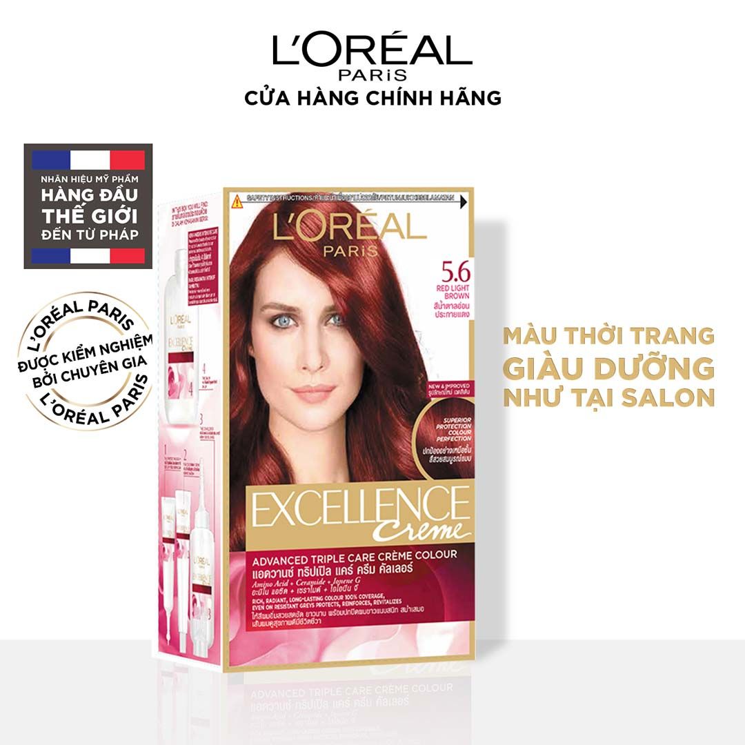 Màu Nhuộm Dưỡng Tóc Phủ Bạc L'Oreal Excellence Crème #5.35 Chocolate Brown 5.35 Nâu Socola 172ml - Date 4