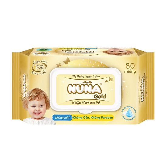 Khăn Ướt Em Bé Không Mùi Nuna Gold 100 Miếng