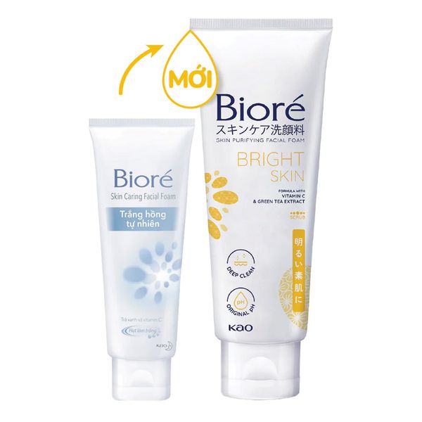 Sữa Rửa Mặt Trắng Hồng Tự Nhiên Bioré Skin Caring Facial Foam 100G