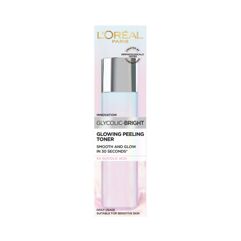 Nước Dưỡng Mềm Mịn Sáng Da Loreal Paris Glycolic Bright Glowwing Peeling Toner 128ml