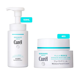  Bộ Kem Dưỡng Da Cấp Ẩm Chuyên Sâu Curel 40g+ Sữa rửa mặt bọt 150ml 