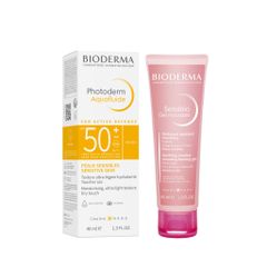  Combo Bioderma Photoderm Aquafluide SPF 50+ (Invisible) and Sensibio Gel Moussant 45ml 