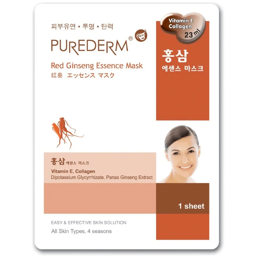 Mặt Nạ Dưỡng Ẩm Chiết Xuất Nhân Sâm Đỏ Purederm Red Ginseng Essence Mask