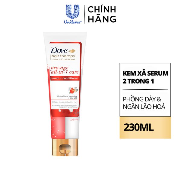 Kem Xả Dove Serum 2In1 Tóc Phồng Dày & Ngăn Lão Hóa 230ml