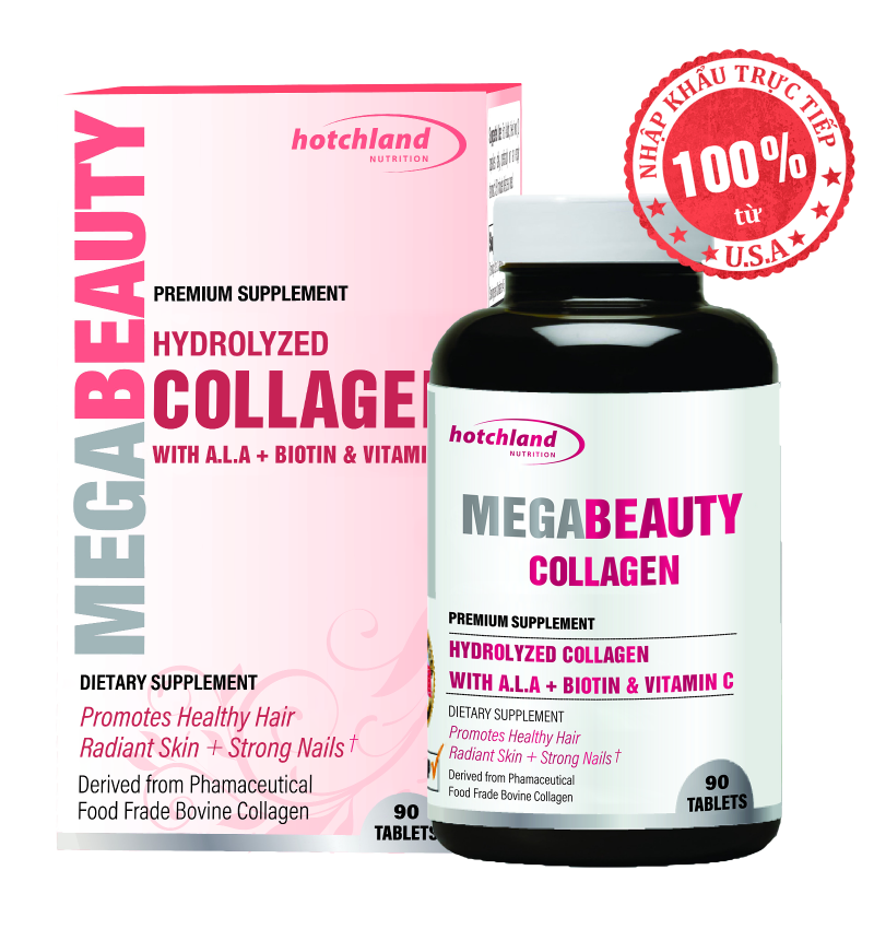  Viên Uống Làm Đẹp Hotchland Nutrition Mega Beauty Collagen 90 Viên 