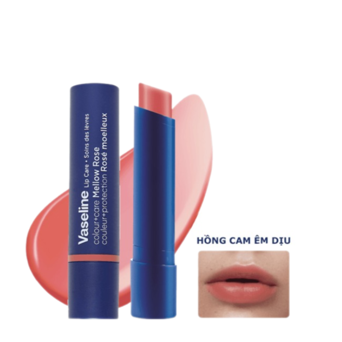 Son Dưỡng Môi Có Màu Vaseline Colour Mellow Rose Hồng Cam Êm Dịu 3g
