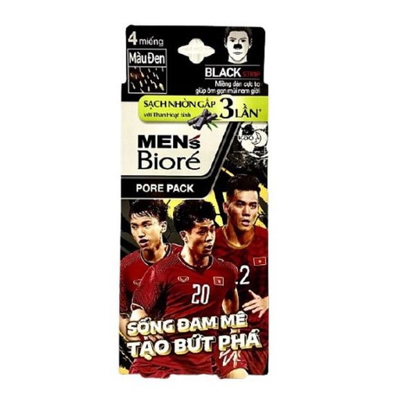 Miếng Dán Mũi Lột Mụn Men'S Bioré Pore Pack Black Strip Refreshing Cool 4 Miếng (Màu Đen)