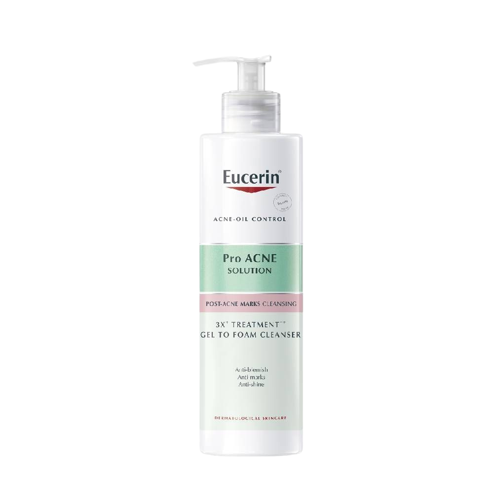 Gel Rửa Mặt Cho Da Mụn Eucerin Proacne Solution 3X Treatment ++ Gel To Foam Cleanser 400ml