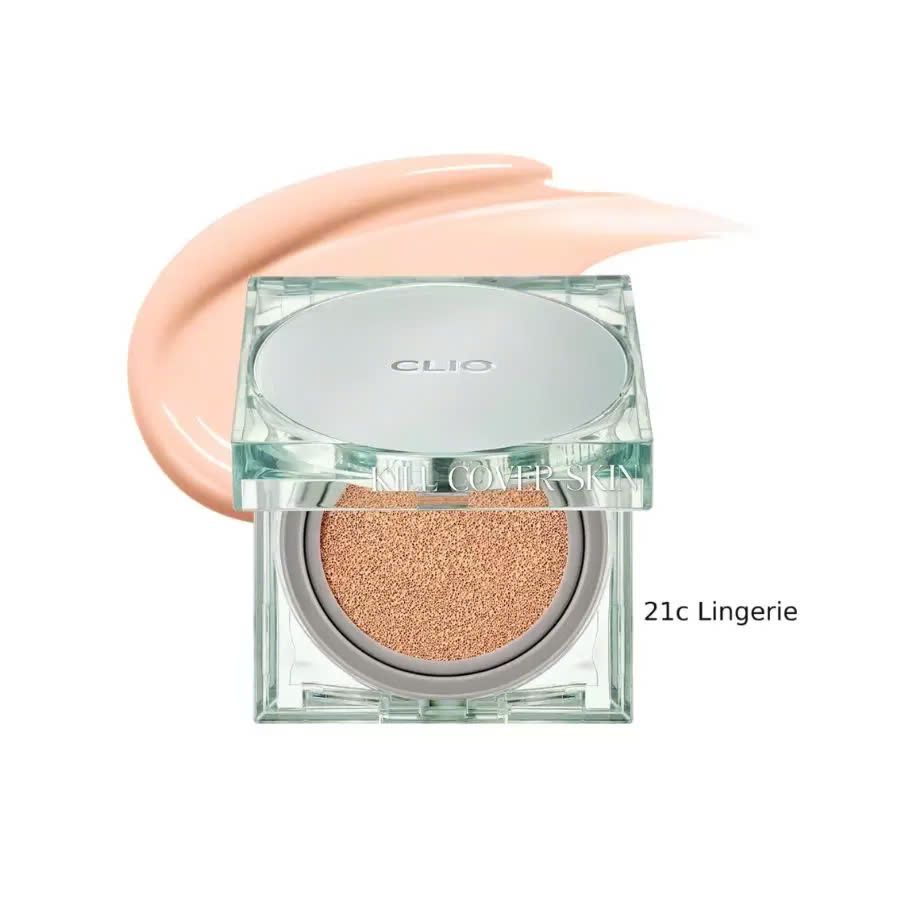 Phấn Nước Clio Kiềm Dầu, Lâu Trôi Kill Cover Skin Fixer Cushion Spf50+ Pa+++ 15Gx2 (Tặng Kèm Lõi) 21C Lingerie
