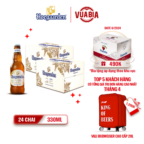 [FREESHIP] Bia Hoegaarden White Combo 2 Thùng 24 Chai 330ml - Tặng 1 Thùng Bia - Theo Khu Vực