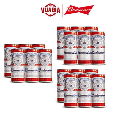 Bia Budweiser Sleek Can Combo 3 Lốc 6 Lon 330ml