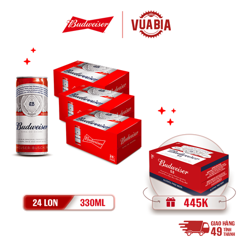 [FREESHIP] Bia Budweiser Combo 3 Thùng 24 Lon 330ml - Mua Tặng Thùng Budweiser 0.0% Độ Cồn