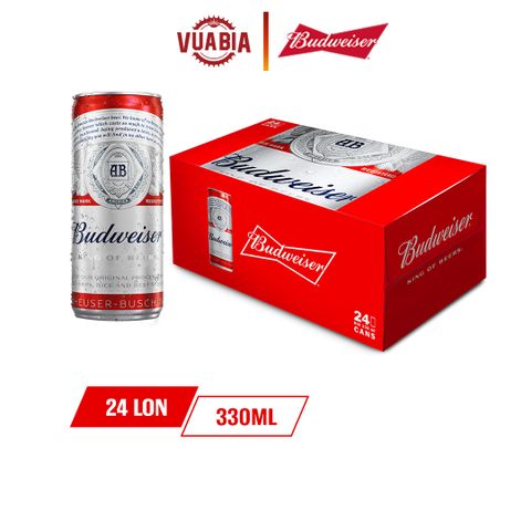 Bia Budweiser Sleek Can Thùng 24 Lon 330ml.