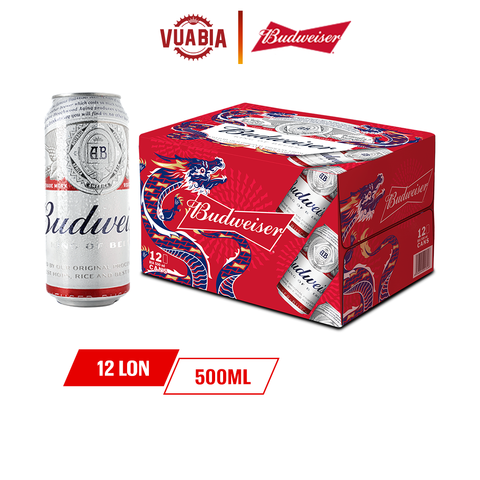 Bia Budweiser Thùng 12 Lon 500ml - Phiên Bản Tết 2024.