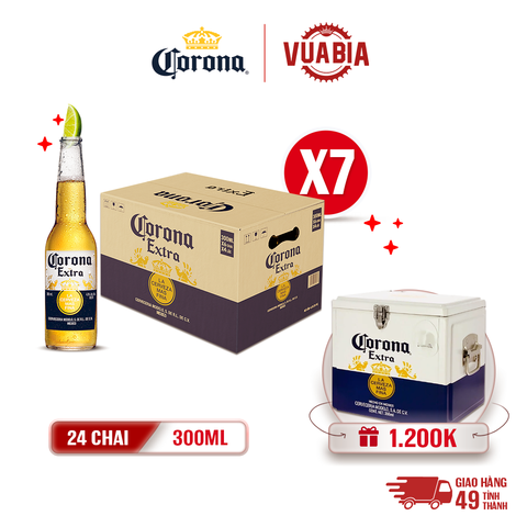 [FREESHIP] Bia Corona Extra Combo 7 Thùng 24 Chai 300ml - Tặng Thùng Đá Corona Cao Cấp Giới Hạn