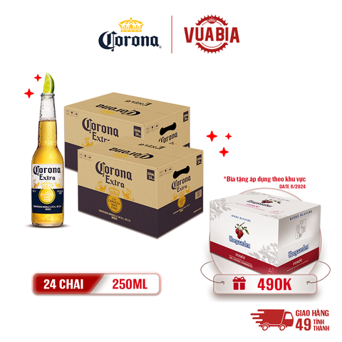 [FREESHIP] Bia Corona Extra Combo 2 Thùng 24 Chai 250ml - Tặng 1 Thùng Bia - Theo Khu Vực