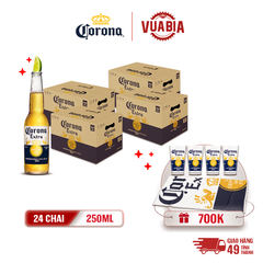 [FREESHIP] Bia Corona Extra Combo 4 Thùng 24 Chai 250ml - Tặng Khăn Corona Cao Cấp + 4 Ly Corona