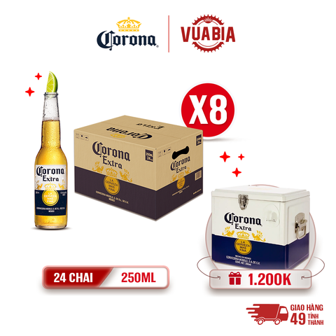 [FREESHIP] Bia Corona Extra Combo 8 Thùng 24 Chai 250ml - Tặng Thùng Đá Nhập Khẩu Giới Hạn