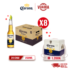 [FREESHIP] Bia Corona Extra Combo 8 Thùng 24 Chai 250ml - Tặng Thùng Đá Nhập Khẩu Giới Hạn