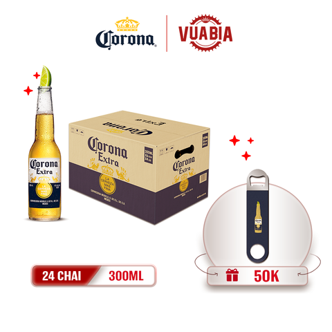 [FREESHIP] Bia Corona Extra Thùng 24 Chai 300ml - Tặng Khui Bia Corona