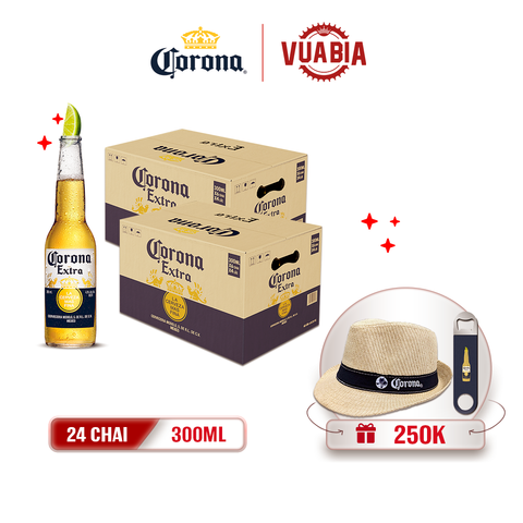 [FREESHIP] Bia Corona Extra Combo 2 Thùng 24 Chai 300ml - Tặng Khui Bia Corona +  Nón Corona
