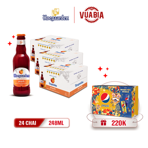 [FREESHIP] Bia Hoegaarden Peach Vị Đào Tinh Tế Combo 3 Thùng 24 Chai 248ml - Tặng Thùng Pepsi Tết