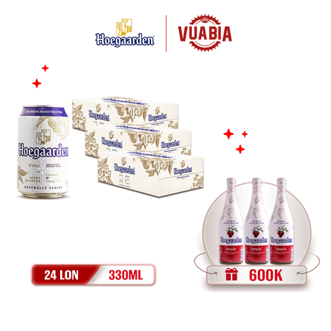 [FREESHIP] Bia Hoegaarden White Combo 3 Thùng 24 Lon 330ml - Tặng 3 Chai Hoegaarden Rosée 650ml