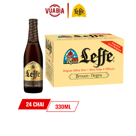 Bia Leffe Brune (Leffe Nâu) Thùng 24 Chai 330ml - Bia Thầy Tu Nhập Khẩu.