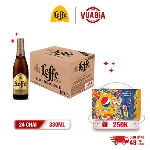 [FREESHIP] Bia Leffe Blonde (Leffe Vàng) Thùng 24 Chai 330ml - Bia Thầy Tu Nhập Khẩu - Tặng Thùng Pepsi Tết