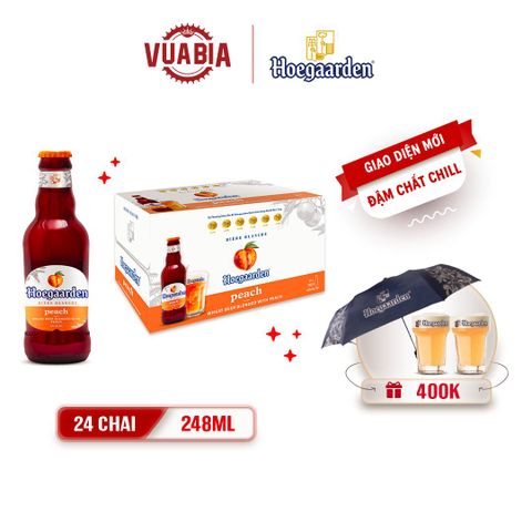 [FREESHIP] Bia Hoegaarden Peach Vị Đào Tinh Tế Thùng 24 Chai 248ml - Thể tích mới - Quà tặng giới hạn [HCM]