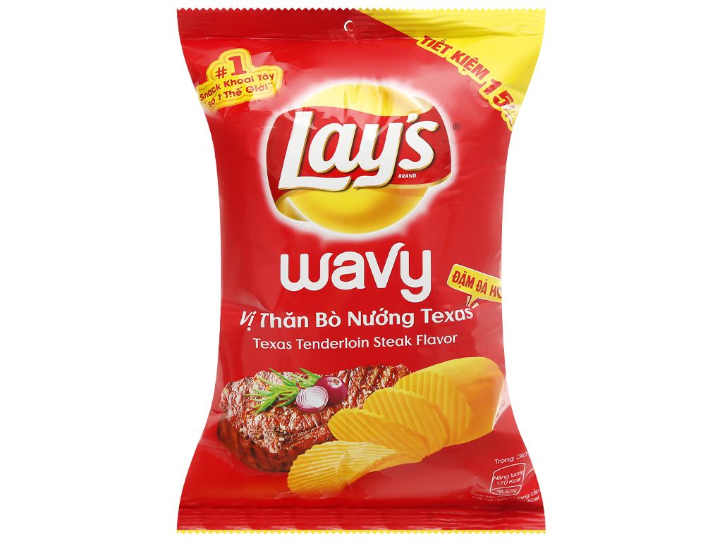 Lays Wavy vị thăn bò nướng Texas 29*160